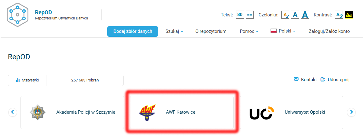 Grafika przedstawia wycinek z repozytorium RepOD